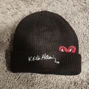 Keith Haring Beanie with Red Heart (Brown)